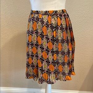 Orange and Purple  A-line Mini Skirt with Pleats